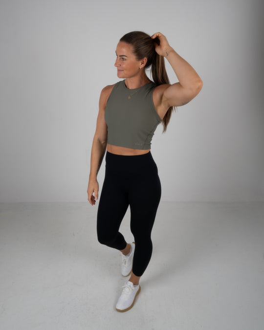 Elevate Ribbed Top (Olive Green)