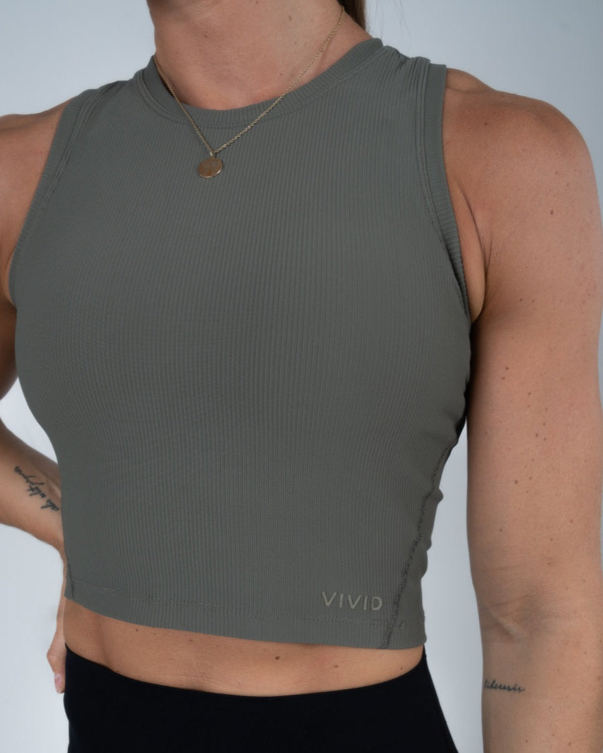 Elevate Ribbed Top (Olive Green)