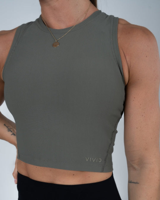 Elevate Ribbed Top (Olive Green)
